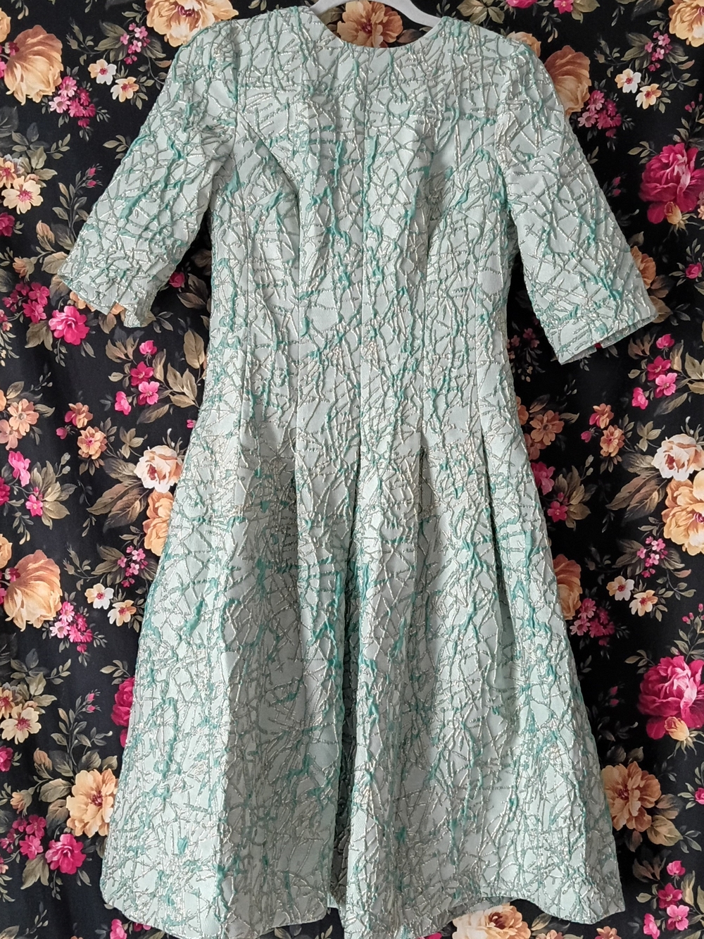 Rickie Freeman By Teri Jon Pleated Jacquard Dress